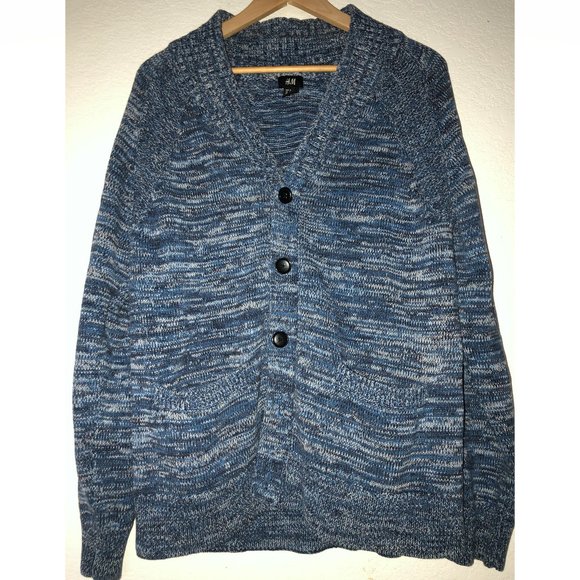 Vintage Marled Shawl Cardigan (Blue) - Picture 2 of 9